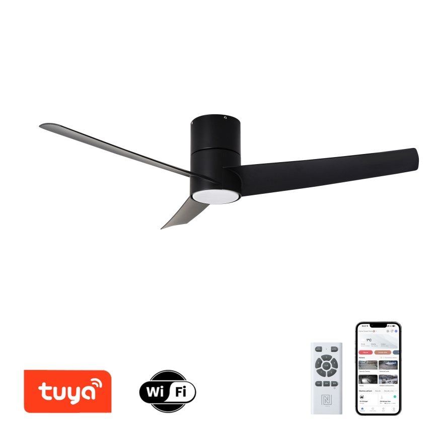 ZEVENTI - LED stropni ventilator BARROSA LED/18W/230V 3000/4000/6000K Wi-Fi Tuya crna + daljinski upravljač