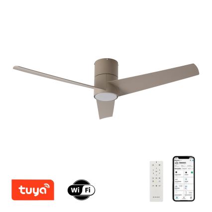 ZEVENTI - LED stropni ventilator BARROSA LED/18W/230V 3000/4000/6000K Wi‑Fi Tuya bež + daljinski upravljač