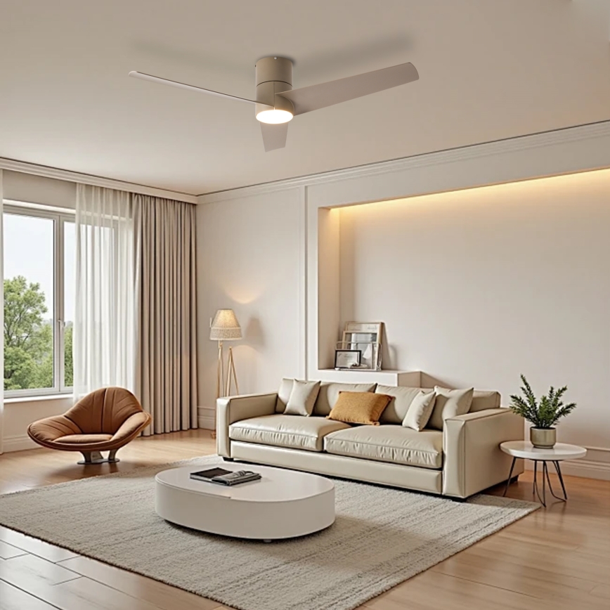 ZEVENTI - LED stropni ventilator BARROSA LED/18W/230V 3000/4000/6000K Wi‑Fi Tuya bež + daljinski upravljač
