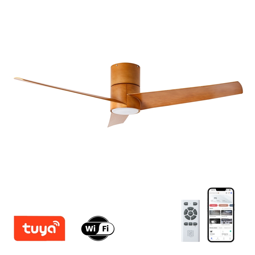 ZEVENTI - LED Stropni ventilator BARROSA LED/18W/230V 3000/4000/6000K Wi-Fi Tuya smeđa + daljinski upravljač