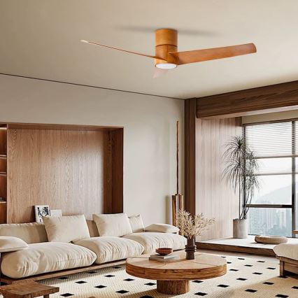 ZEVENTI - LED stropni ventilator BARROSA LED/18W/230V 3000/4000/6000K Wi-Fi Tuya smeđa + daljinski upravljač