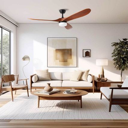 ZEVENTI - LED stropni ventilator GINOSA LED/18W/230V 3000/4000/6000K Wi-Fi Tuya crna/hrast + daljinski upravljač