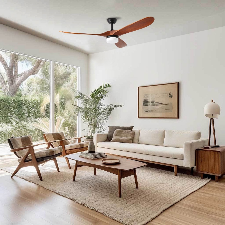 ZEVENTI - LED stropni ventilator GINOSA LED/18W/230V 3000/4000/6000K Wi-Fi Tuya crna/hrast + daljinski upravljač