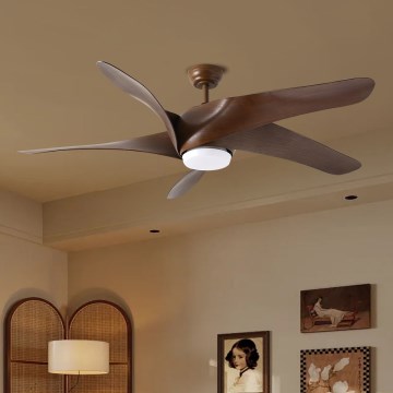 ZEVENTI - LED Stropni ventilator LUCCA LED/18W/230V 3000-6000K Wi-Fi Tuya smeđa + daljinski upravljač