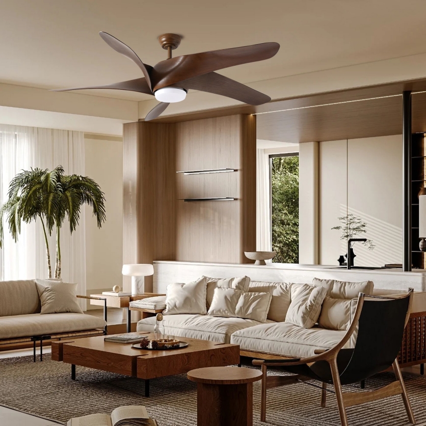 ZEVENTI - LED Prigušivi stropni ventilator LUCCA LED/18W/230V 3000-6000K Wi-Fi Tuya smeđa + daljinski upravljač