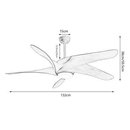 ZEVENTI - LED Prigušivi stropni ventilator LUCCA LED/18W/230V 3000-6000K Wi-Fi Tuya smeđa + daljinski upravljač