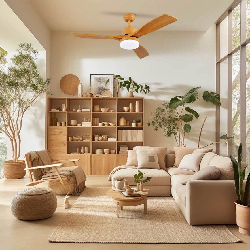 ZEVENTI - LED stropni ventilator MARE LED/24W/230V 3000/4000/6000K Wi-Fi Tuya hrast + daljinski upravljač