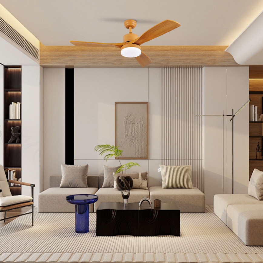 ZEVENTI - LED Prigušivi stropni ventilator MARE LED/24W/230V 3000-6000K Wi-Fi Tuya hrast + daljinski upravljač