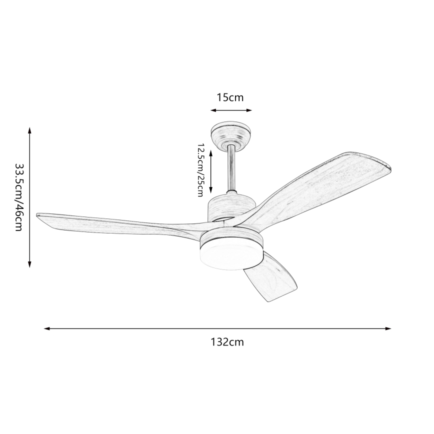 ZEVENTI - LED Prigušivi stropni ventilator MARE LED/24W/230V 3000-6000K Wi-Fi Tuya hrast + daljinski upravljač