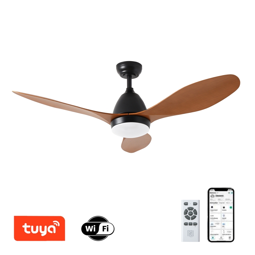 ZEVENTI - LED Prigušivi stropni ventilator MURO LED/18W/230V 3000-6000K Wi-Fi Tuya crna + daljinski upravljač