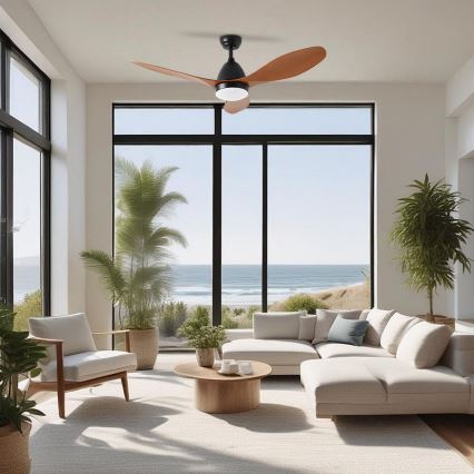ZEVENTI - LED Prigušivi stropni ventilator MURO LED/18W/230V 3000-6000K Wi-Fi Tuya crna + daljinski upravljač