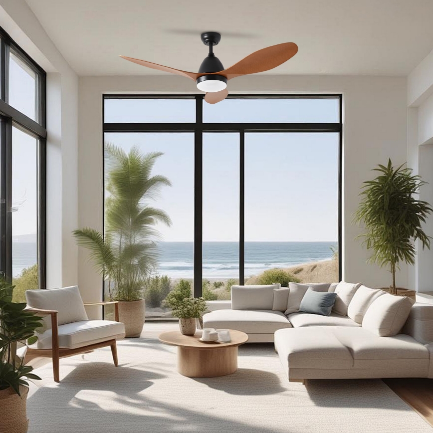 ZEVENTI - LED Prigušivi stropni ventilator MURO LED/18W/230V 3000-6000K Wi-Fi Tuya crna + daljinski upravljač