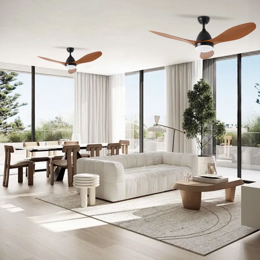 ZEVENTI - LED Prigušivi stropni ventilator MURO LED/18W/230V 3000-6000K Wi-Fi Tuya crna + daljinski upravljač