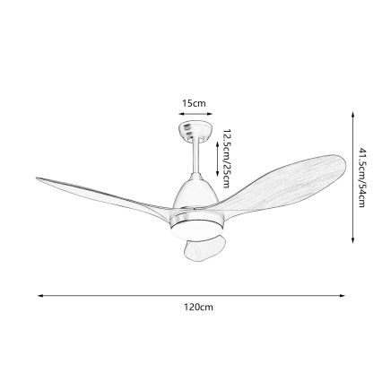 ZEVENTI - LED Prigušivi stropni ventilator MURO LED/18W/230V 3000-6000K Wi-Fi Tuya crna + daljinski upravljač