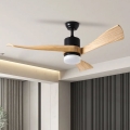 ZEVENTI - LED Stropni ventilator NATURITO LED/18W/230V 3000-6000K Wi-Fi Tuya crna/hrast + daljinski upravljač