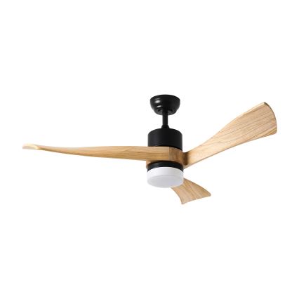 ZEVENTI - LED stropni ventilator NATURITO LED/18W/230V 3000/4000/6000K Wi-Fi Tuya crna/hrast + daljinski upravljač