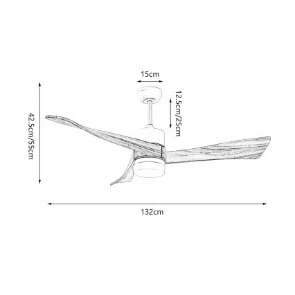 ZEVENTI - LED stropni ventilator NATURITO LED/18W/230V 3000/4000/6000K Wi-Fi Tuya crna/hrast + daljinski upravljač