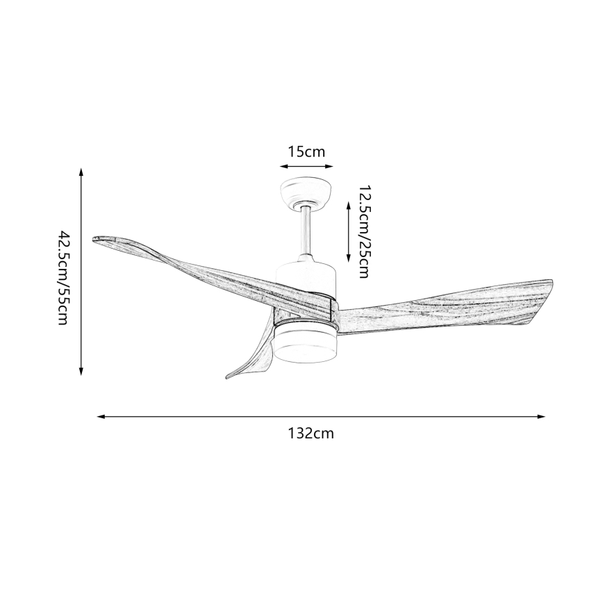 ZEVENTI - LED stropni ventilator NATURITO LED/18W/230V 3000/4000/6000K Wi-Fi Tuya crna/hrast + daljinski upravljač