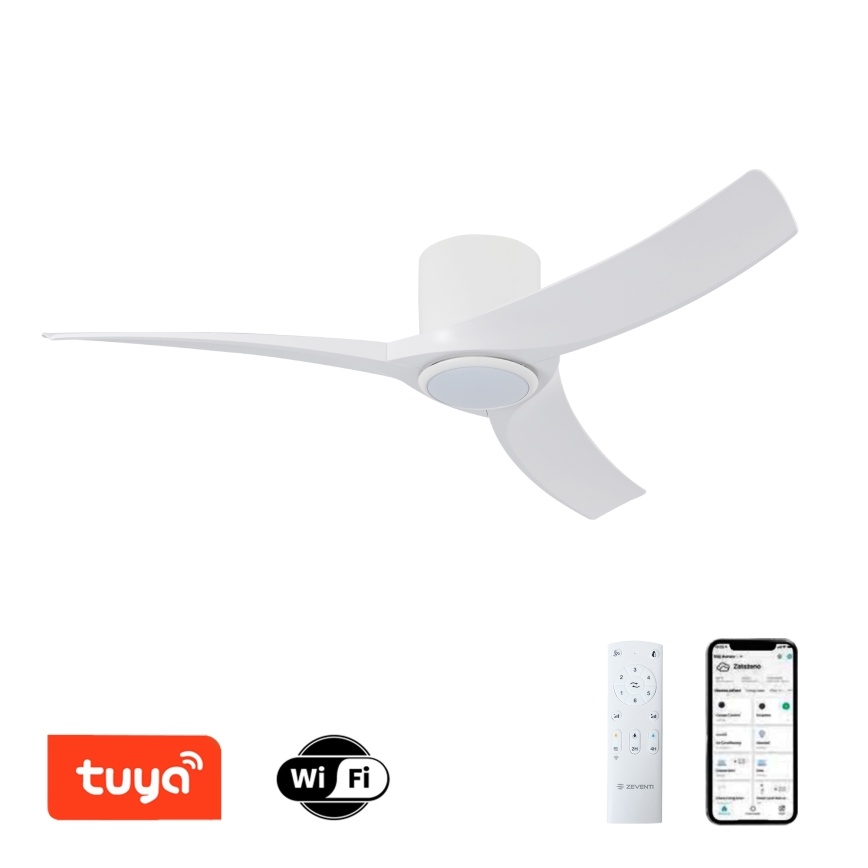ZEVENTI - LED stropni ventilator s prigušivanjem ORBITO LED/24W/230V 3000/4000/6000K Wi-Fi Tuya bijela + daljinski upravljač