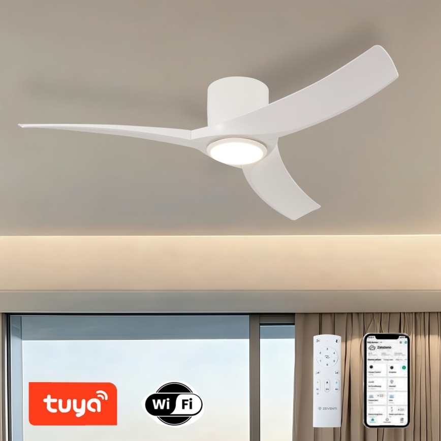 ZEVENTI - LED stropni ventilator s prigušivanjem ORBITO LED/24W/230V 3000/4000/6000K Wi-Fi Tuya bijela + daljinski upravljač