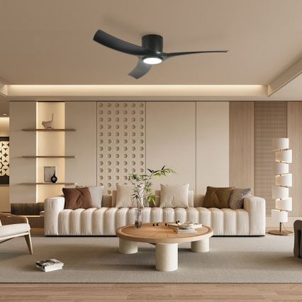 ZEVENTI - LED prigušivi stropni ventilator ORBITO LED/24W/230V 3000/4000/6000K Wi‑Fi Tuya crni + daljinski upravljač