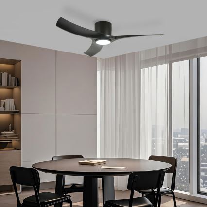 ZEVENTI - LED prigušivi stropni ventilator ORBITO LED/24W/230V 3000/4000/6000K Wi‑Fi Tuya crni + daljinski upravljač