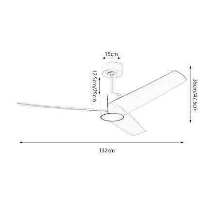 ZEVENTI - LED Prigušivi stropni ventilator ORVIETO LED/18W/230V 3000-6000K Wi-Fi Tuya bijela + daljinski upravljač