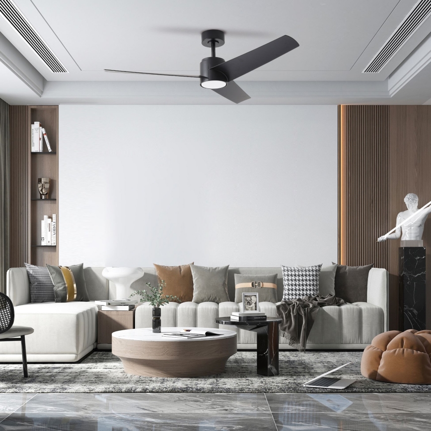 ZEVENTI - LED stropni ventilator ORVIETO LED/18W/230V 3000/4000/6000K Wi-Fi Tuya crna + daljinski upravljač