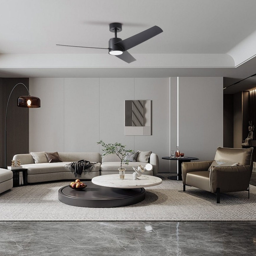 ZEVENTI - LED stropni ventilator ORVIETO LED/18W/230V 3000/4000/6000K Wi-Fi Tuya crna + daljinski upravljač