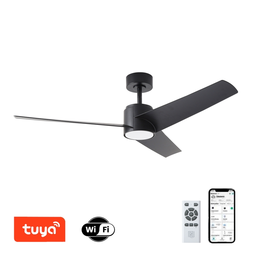 ZEVENTI - LED Prigušivi stropni ventilator ORVIETO LED/18W/230V 3000-6000K Wi-Fi Tuya crna + daljinski upravljač