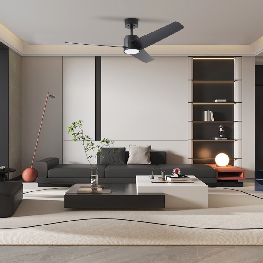 ZEVENTI - LED Prigušivi stropni ventilator ORVIETO LED/18W/230V 3000-6000K Wi-Fi Tuya crna + daljinski upravljač