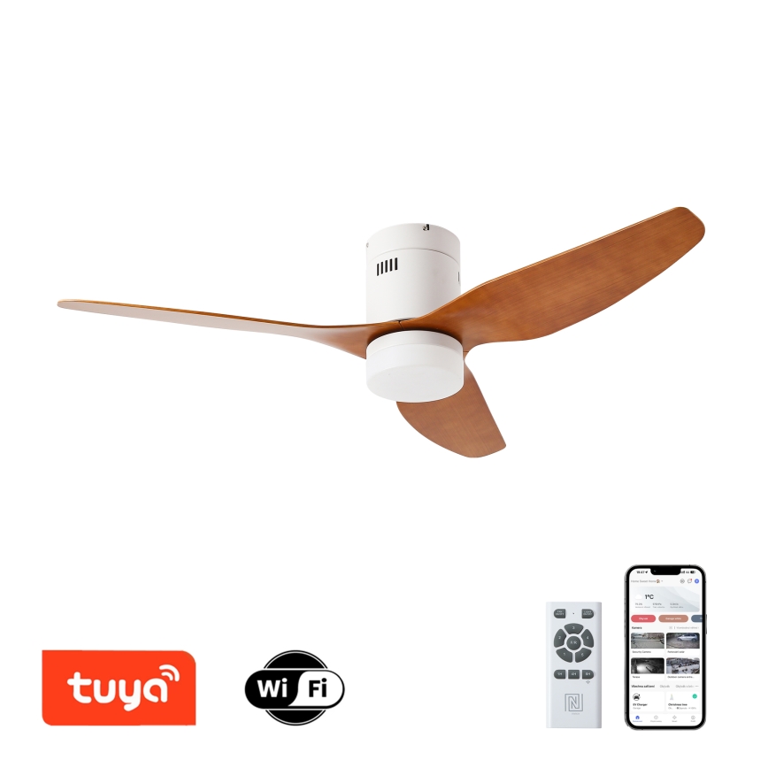 ZEVENTI - LED Prigušivi stropni ventilator PADUA LED/18W/230V 3000-6000K Wi-Fi Tuya bijela/smeđa + daljinski upravljač