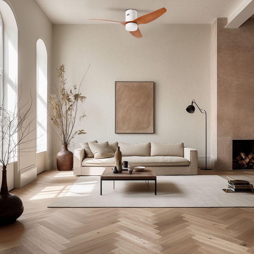 ZEVENTI - LED Prigušivi stropni ventilator PADUA LED/18W/230V 3000-6000K Wi-Fi Tuya bijela/smeđa + daljinski upravljač