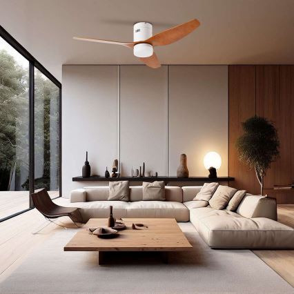 ZEVENTI - LED Prigušivi stropni ventilator PADUA LED/18W/230V 3000-6000K Wi-Fi Tuya bijela/smeđa + daljinski upravljač