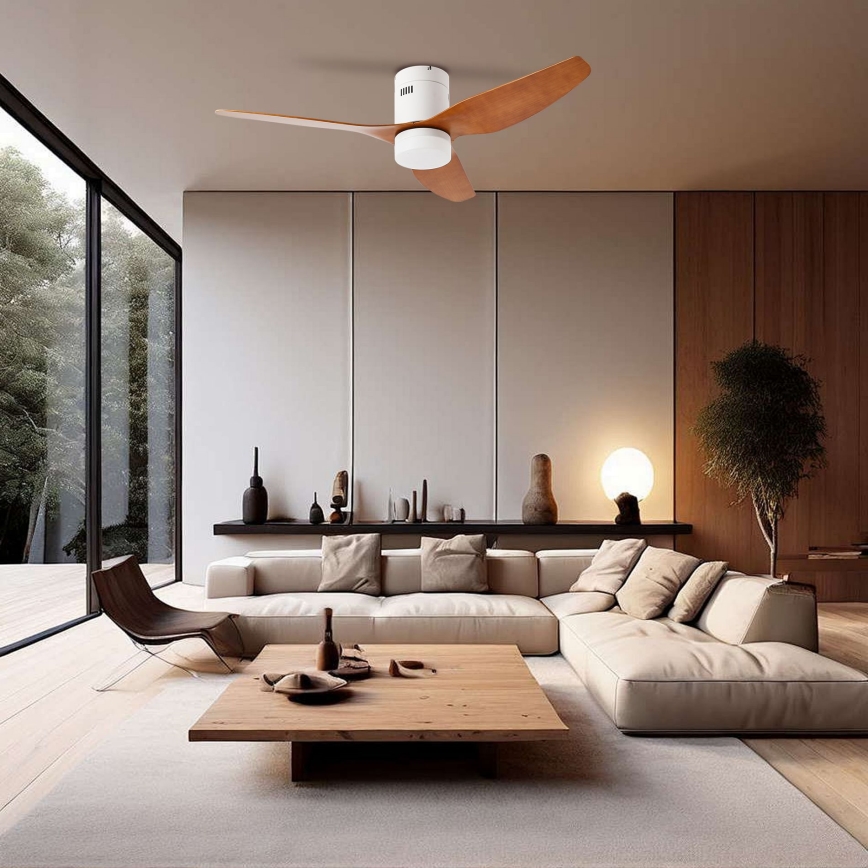 ZEVENTI - LED Prigušivi stropni ventilator PADUA LED/18W/230V 3000-6000K Wi-Fi Tuya bijela/smeđa + daljinski upravljač
