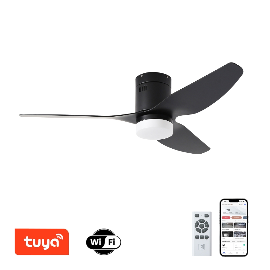 ZEVENTI - LED Prigušivi stropni ventilator PADUA LED/18W/230V 3000-6000K Wi-Fi Tuya crna + daljinski upravljač