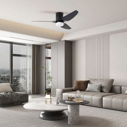 ZEVENTI - LED Prigušivi stropni ventilator PADUA LED/18W/230V 3000-6000K Wi-Fi Tuya crna + daljinski upravljač