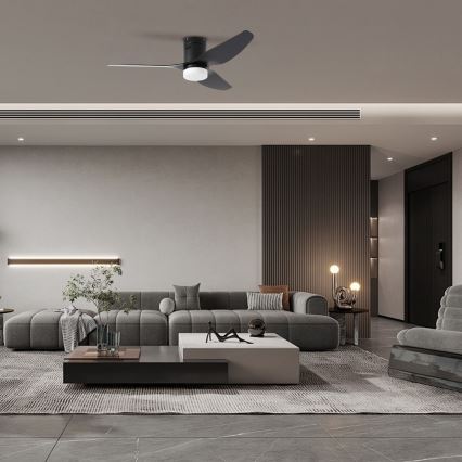 ZEVENTI - LED Prigušivi stropni ventilator PADUA LED/18W/230V 3000-6000K Wi-Fi Tuya crna + daljinski upravljač