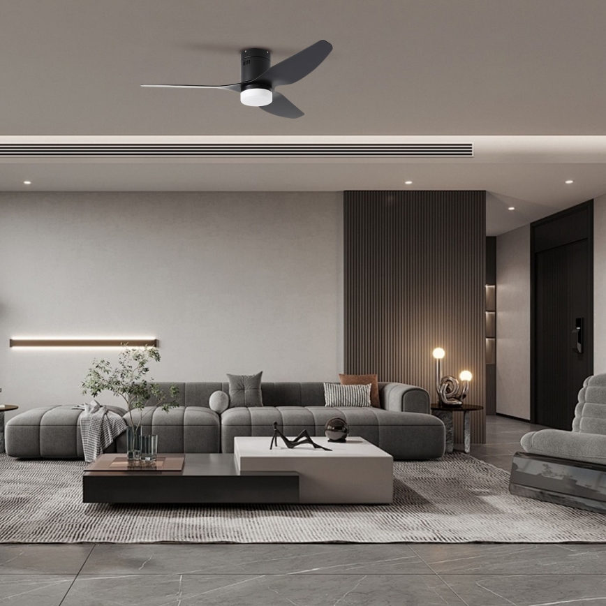 ZEVENTI - LED Prigušivi stropni ventilator PADUA LED/18W/230V 3000-6000K Wi-Fi Tuya crna + daljinski upravljač