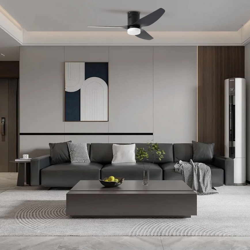 ZEVENTI - LED Prigušivi stropni ventilator PADUA LED/18W/230V 3000-6000K Wi-Fi Tuya crna + daljinski upravljač