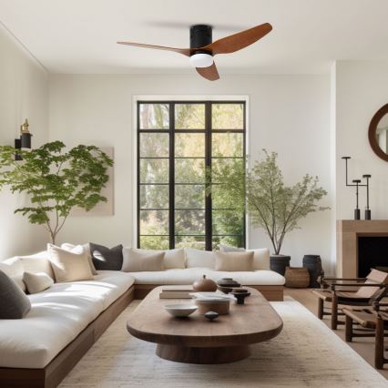 ZEVENTI - LED stropni ventilator PADUA LED/18W/230V 3000/4000/6000K Wi-Fi Tuya crna/smeđa + daljinski upravljač