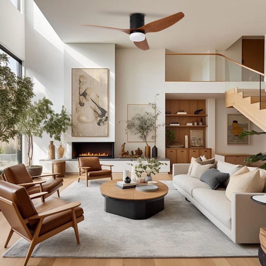 ZEVENTI - LED stropni ventilator PADUA LED/18W/230V 3000/4000/6000K Wi-Fi Tuya crna/smeđa + daljinski upravljač