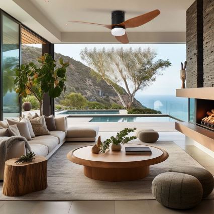 ZEVENTI - LED stropni ventilator PADUA LED/18W/230V 3000/4000/6000K Wi-Fi Tuya crna/smeđa + daljinski upravljač