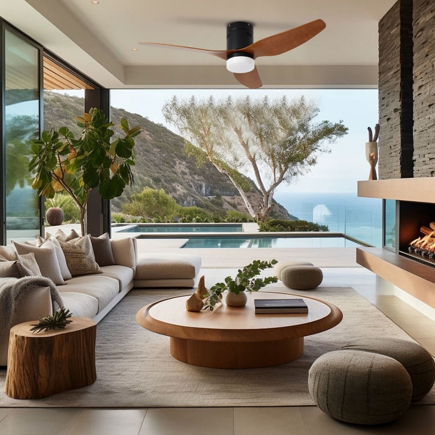 ZEVENTI - LED stropni ventilator PADUA LED/18W/230V 3000/4000/6000K Wi-Fi Tuya crna/smeđa + daljinski upravljač