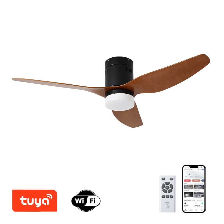 ZEVENTI - LED Prigušivi stropni ventilator PADUA LED/18W/230V 3000-6000K Wi-Fi Tuya crna/smeđa + daljinski upravljač