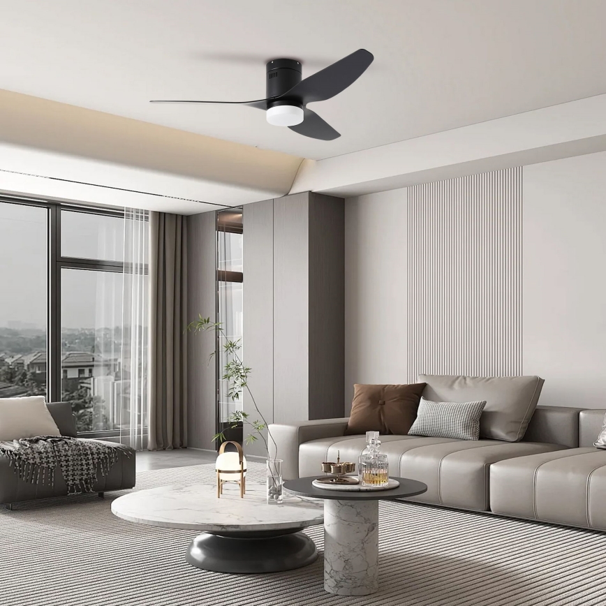 ZEVENTI - LED stropni ventilator PADUA LED/18W/230V 3000-6000K Wi-Fi Tuya crna + daljinski upravljač