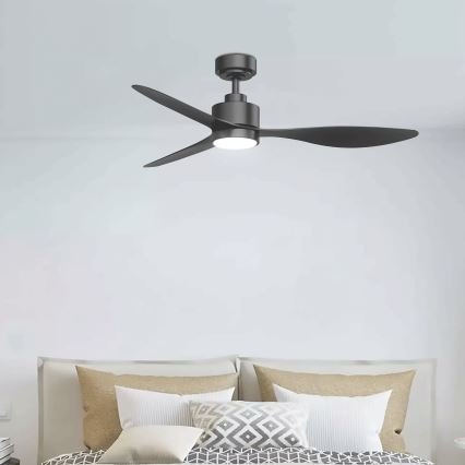 ZEVENTI - LED prigušivi stropni ventilator ULUWATU LED/20W/230V 2700-6500K 132 cm crni + daljinski upravljač