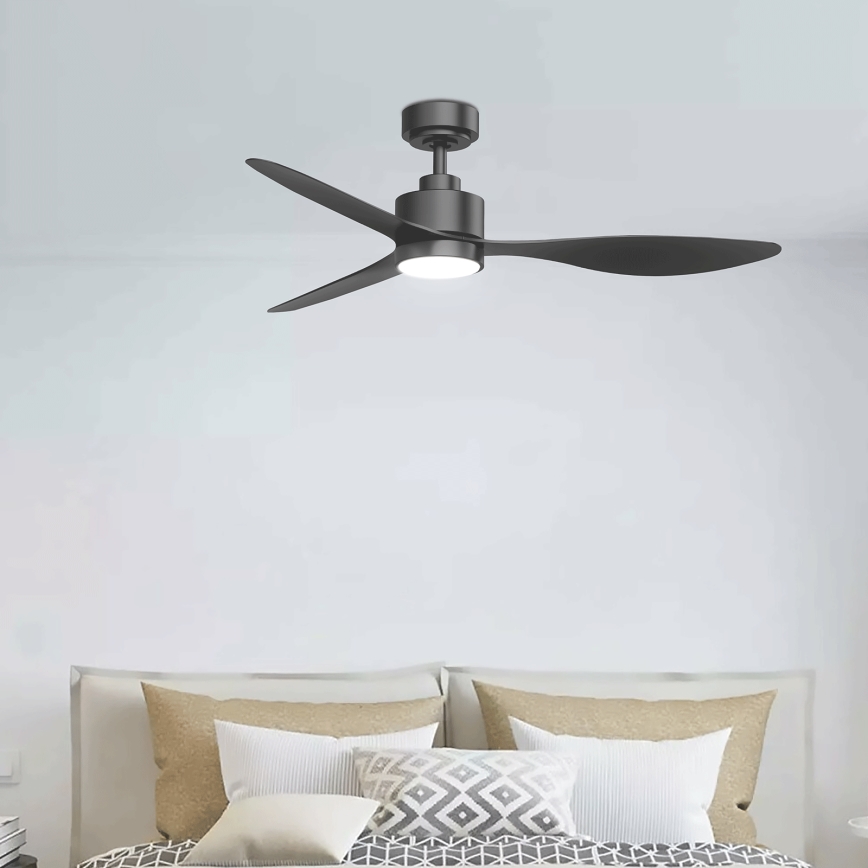 ZEVENTI - LED prigušivi stropni ventilator ULUWATU LED/20W/230V 2700-6500K 132 cm crni + daljinski upravljač