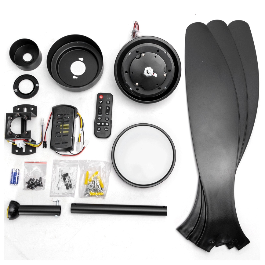 ZEVENTI - LED prigušivi stropni ventilator ULUWATU LED/20W/230V 2700-6500K 132 cm crni + daljinski upravljač