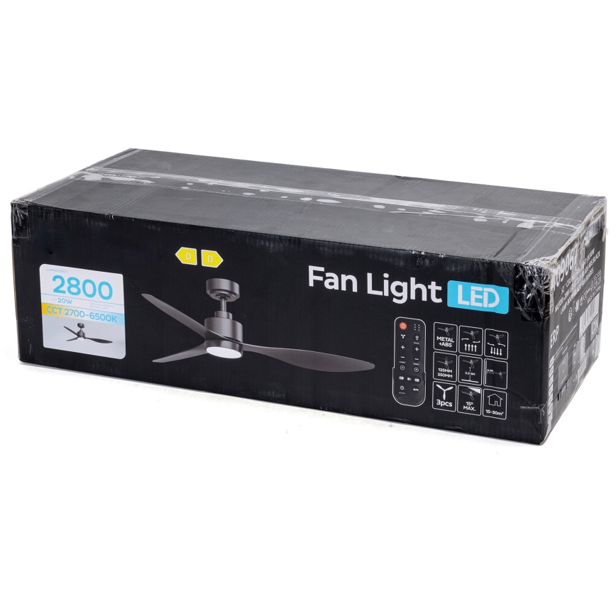 ZEVENTI - LED prigušivi stropni ventilator ULUWATU LED/20W/230V 2700-6500K 132 cm crni + daljinski upravljač